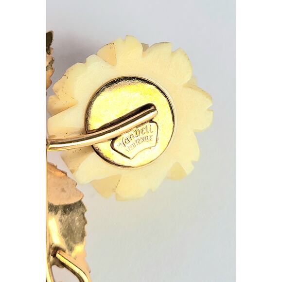 Vintage 1950s Van Dell Designer 12k Gold Filled Ivory Rose Necklace - Picture 10 of 11